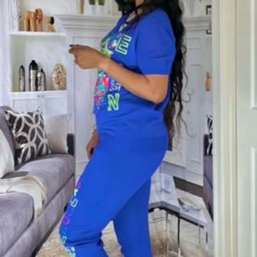 Two piece Royal blue Rhinestone set - Picture 4 of 4